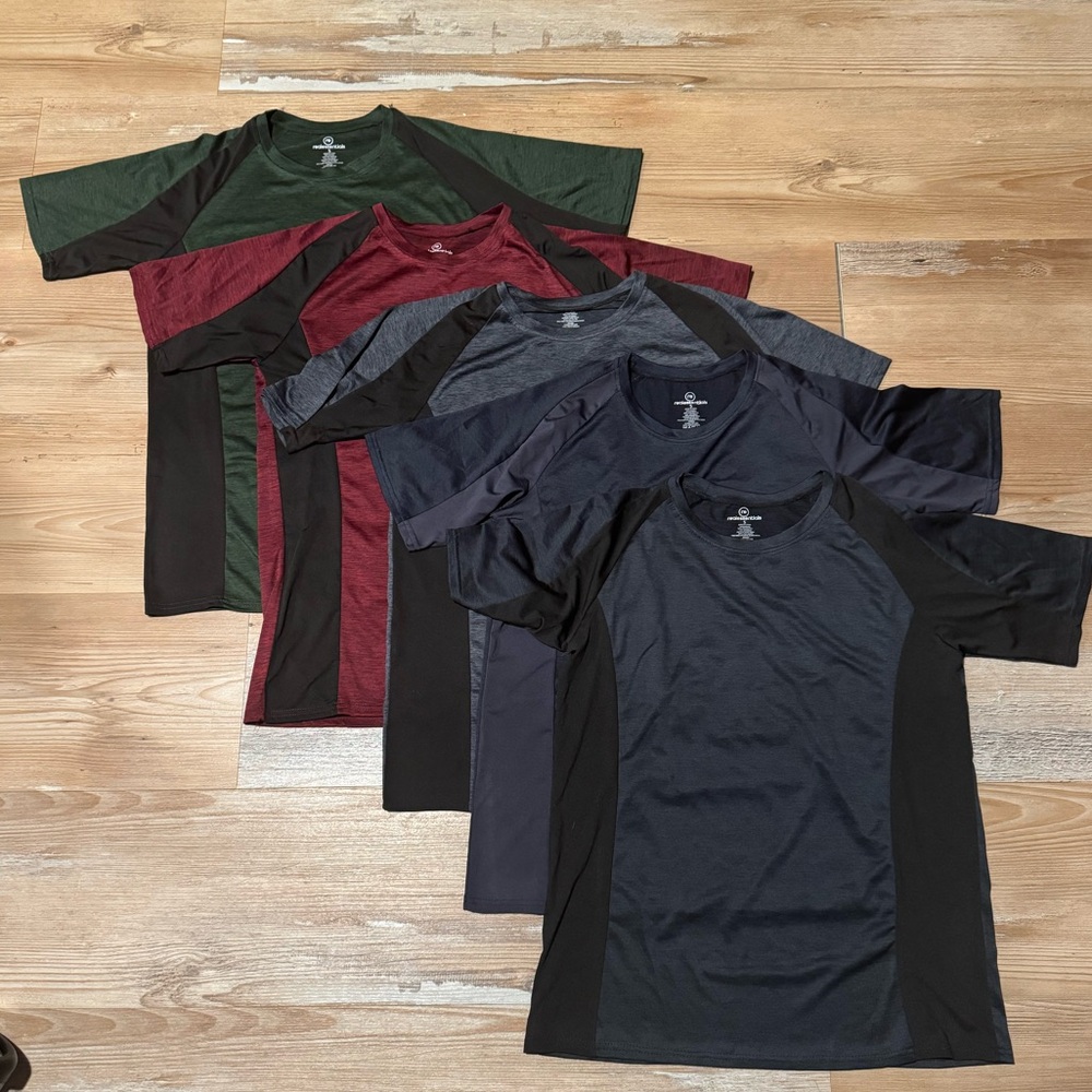 Real Essentials 5 Pack: Men’s Short Sleeve Dry Fit Shirts